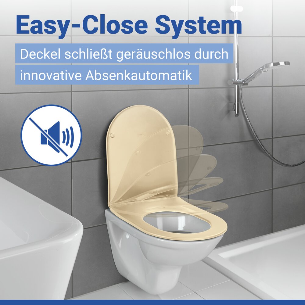 WC Sitz Mod. Galati Beige matt  Toilettendeckel in D-Form mit Absenkautomatik