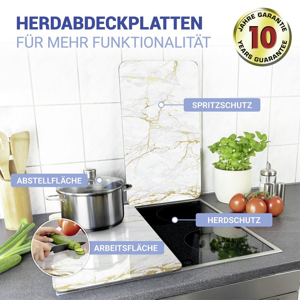 Herdabdeckplatte Universal Mod. Marmor Gold, 2er Set  für alle Herdarten geeignet