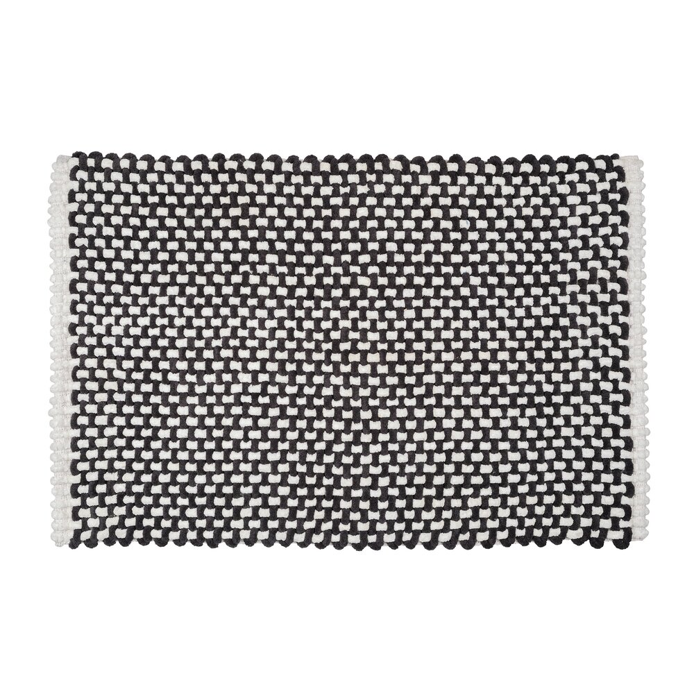 Tapis de bain Mod. Covelo blanc-anthracite, 50 x 80 cm  antidérapant et lavable à 30 °C