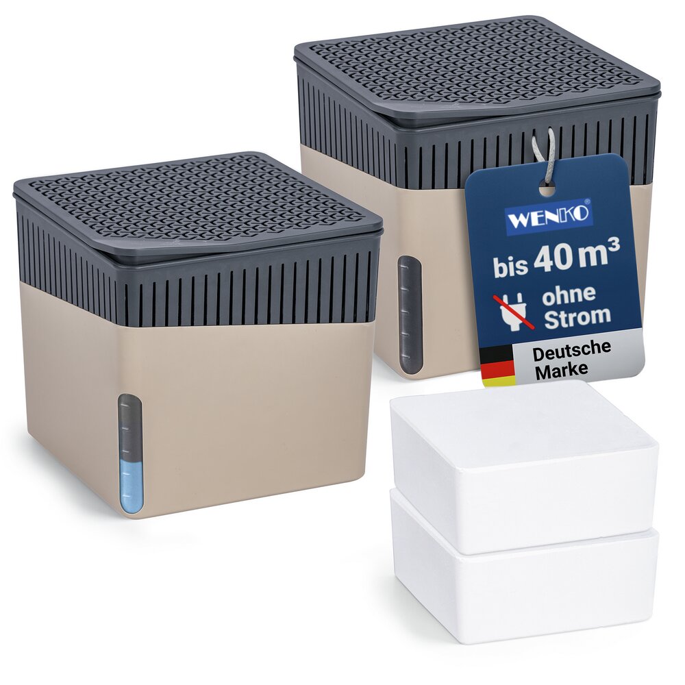 Déshumidificateur d'intérieur Cube 500 g beige  set de 2