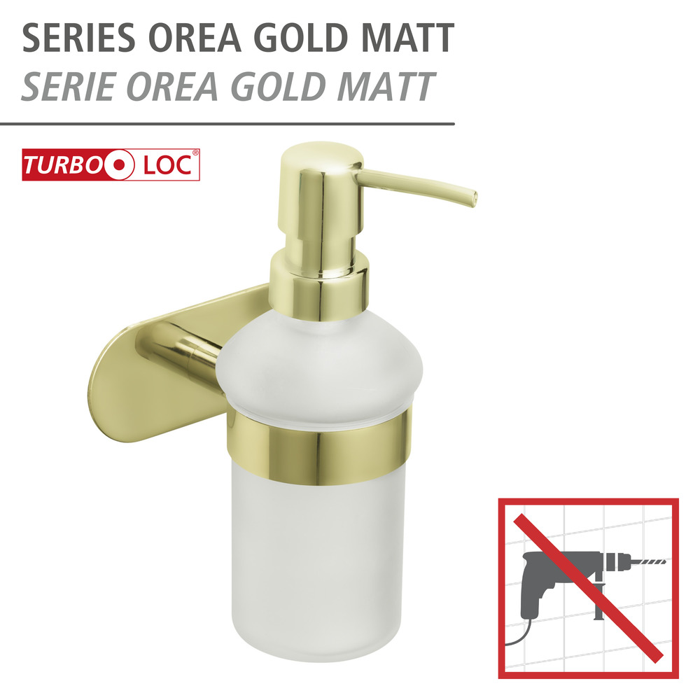 Turbo-Loc® Seifenspender Mod. Orea Gold Matt  Befestigen ohne Bohren