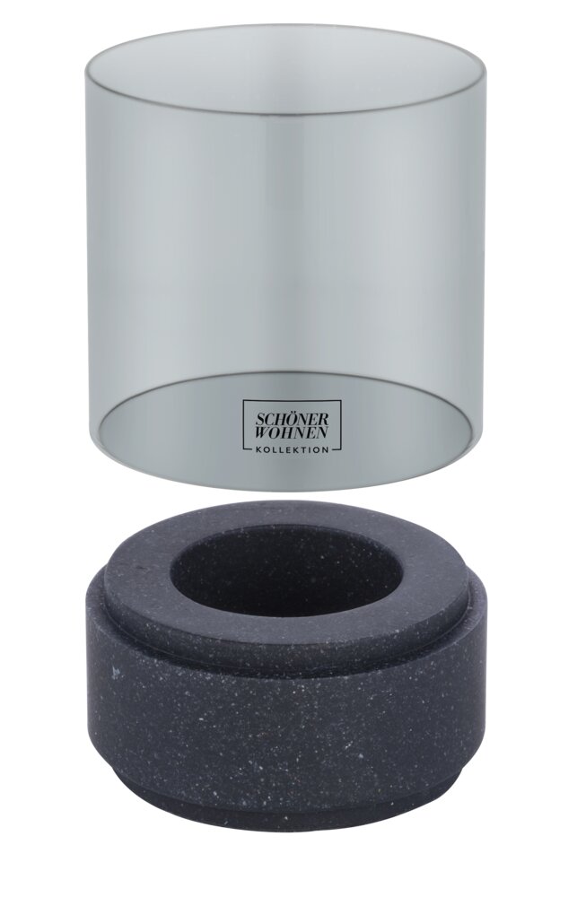 Bougeoir Mod. Canvel S, Anthracite  Verre pour bougie chauffe-plat, intérieur & extérieur