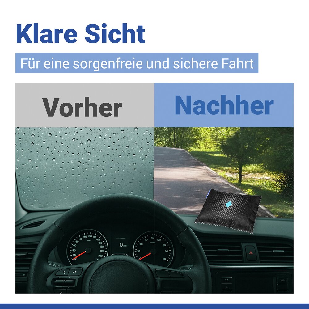 Auto-Entfeuchter mit Indikator Diamond 400g, 2er Set  wiederverwendbar, hilft bei beschlagenen Autoscheiben