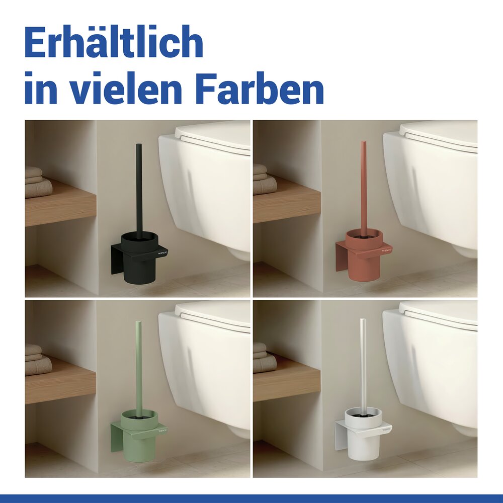 Turbo-Loc® WC-Garnitur Mod. Lizan Schwarz  mit Silikon-Bürstenkopf, Befestigen ohne Bohren