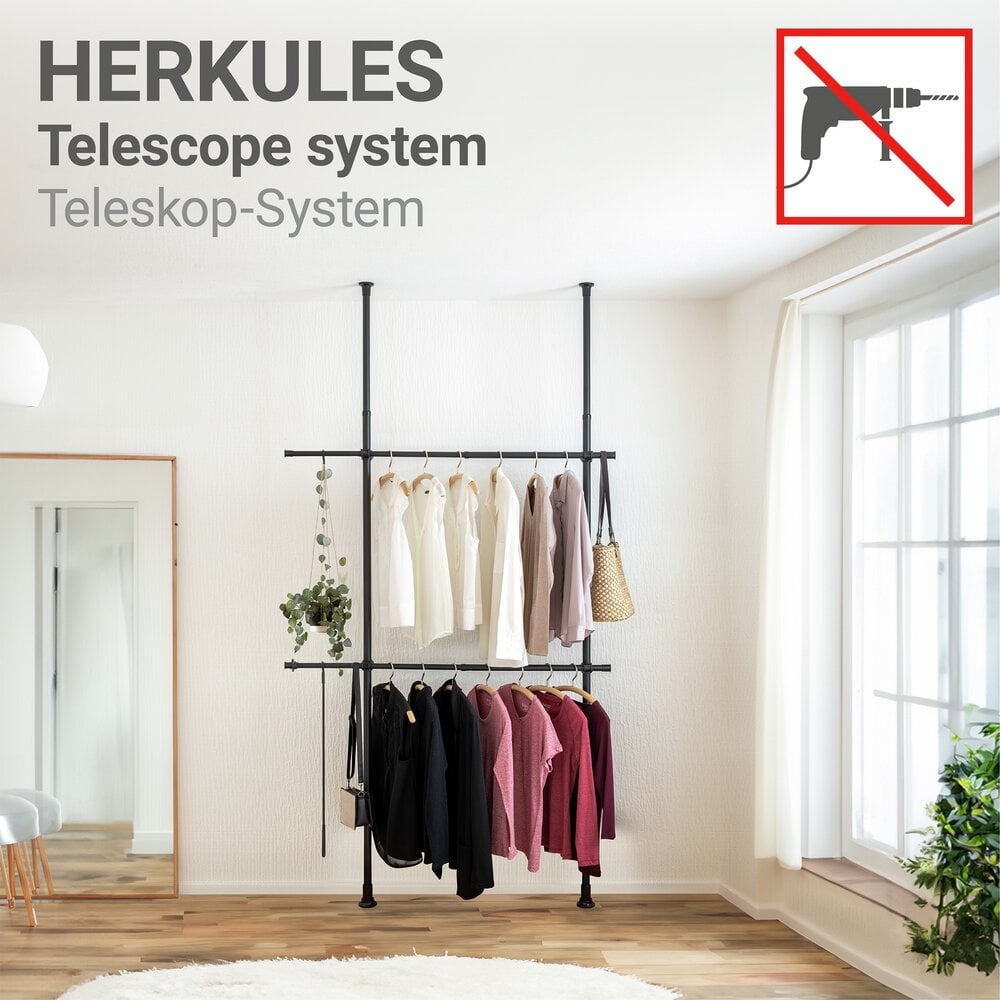 Kleiderstange Mod. Herkules Schwarz 2er Set