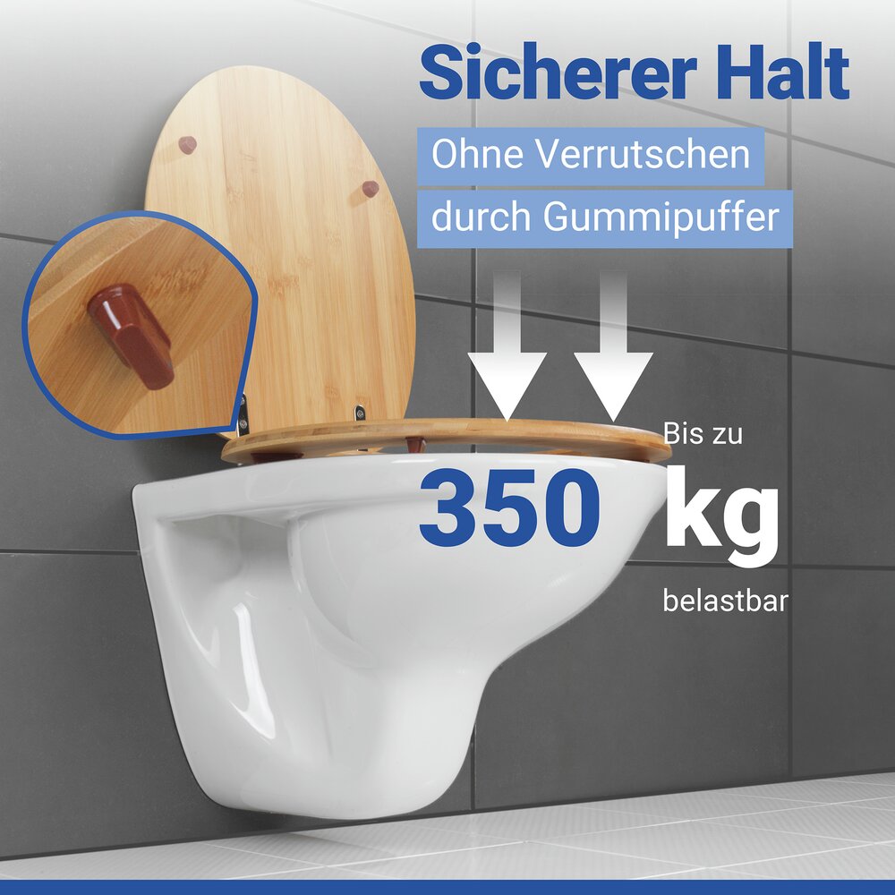 WC-Sitz Mod. Bambus Dunkel  aus echtem Bambus