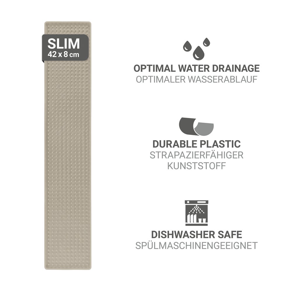 Abtropfmatte Mod. Slim, beige, Kunststoff, 42x1x8 cm  hitzebeständig bis 80°C
