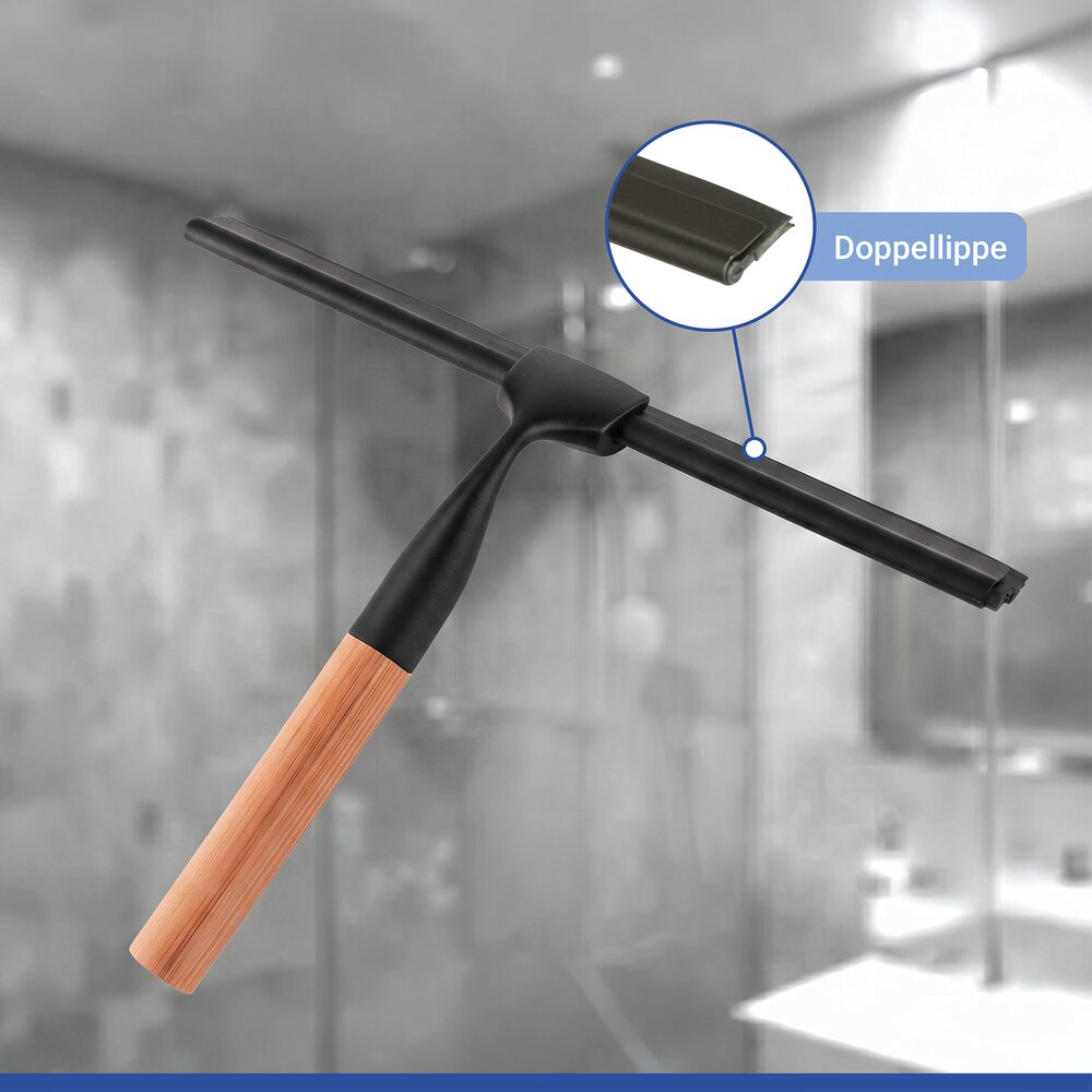 Turbo-Loc® Raclette de douche Mod. Bambusa  en bambou et acier inoxydable