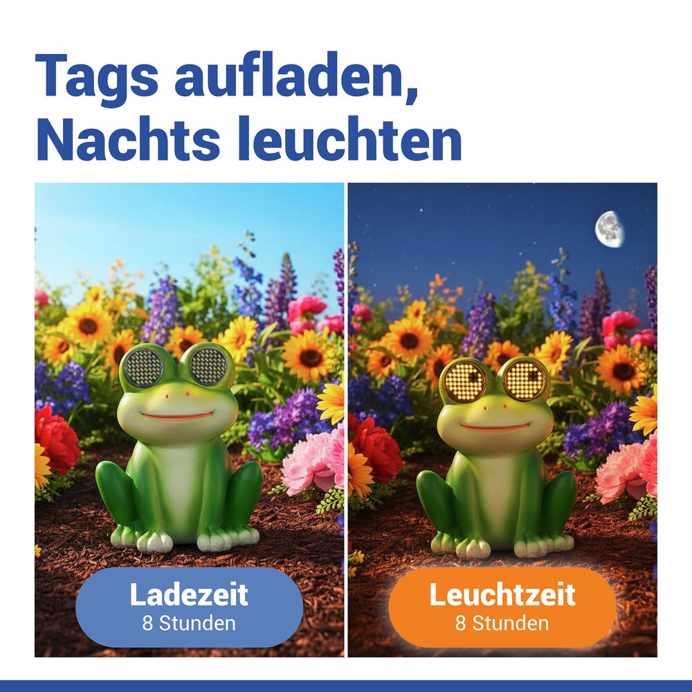 LED Gartenfigur Frosch Mod. Blinky Eyes  solarbetriebene Gartendekoration mit leuchtenden Augen