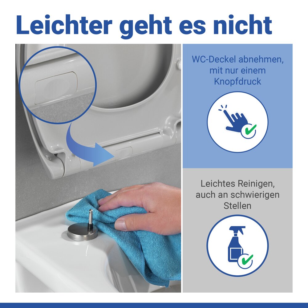 WC Sitz Mod. Samos Concrete Grey  Toilettendeckel mit Absenkautomatik