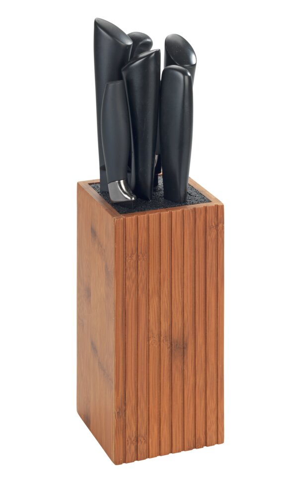 Messerblock mit Borsteneinsatz Mod. Mera  aus geräuchertem Bambus