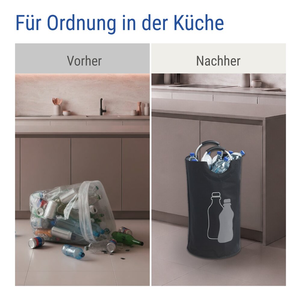 Flaschensammler Mod. Jumbo 69 L, Schwarz  Pfandflaschen Sammelbehälter aus Polyester