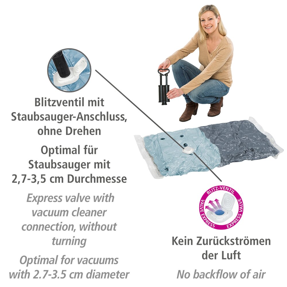 Vakuum Beutel Reise-Set  6-teilig mit Pumpe