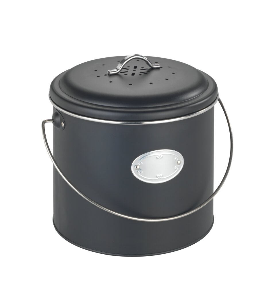 Seau à compost Mod. Nero 6 L  avec 3 filtres à charbon actif de rechange