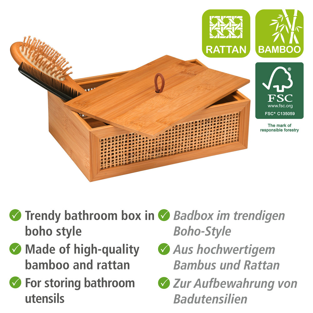 Badbox Allegre L mit Deckel  aus Bambus und Rattan