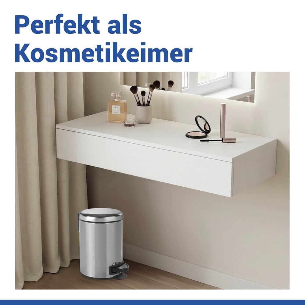 Kosmetik Treteimer Mod. Leman Easy-Close Edelstahl 3L mit herausnehmbarem Einsatz