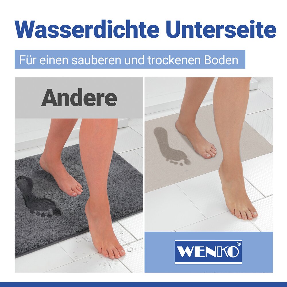 Schnelltrocknende Badematte Ecru, 40 x 60  rutschfest, mit wasserdichter Unterseite