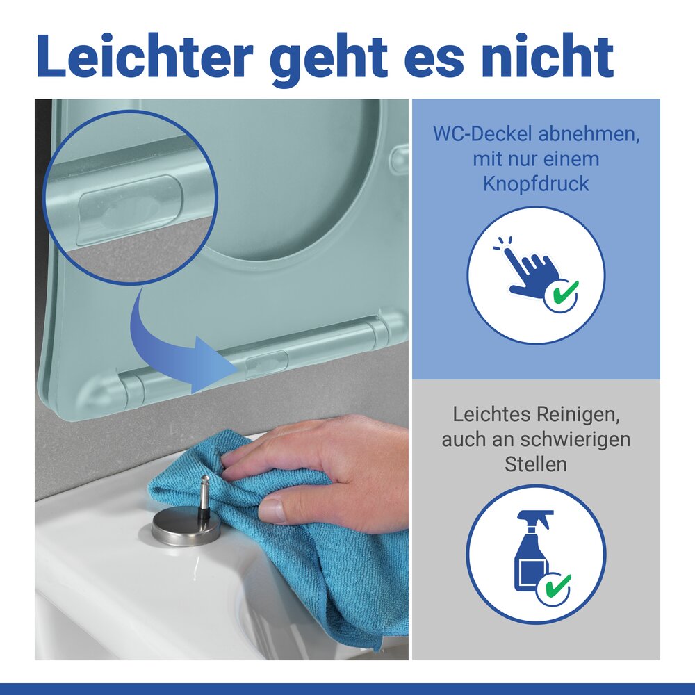 WC Sitz Mod. Galati Blaugrau matt  Toilettendeckel in D-Form mit Absenkautomatik