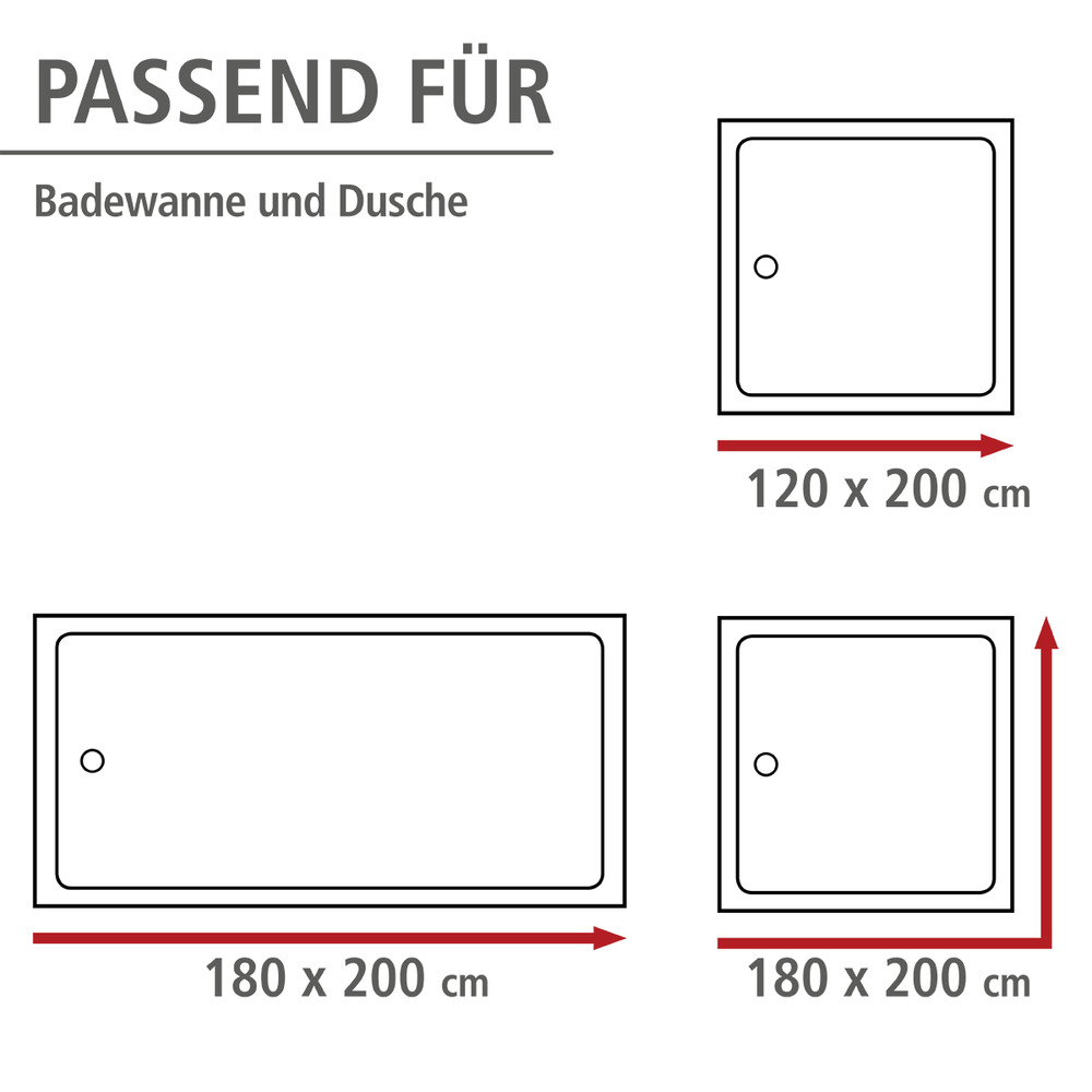 Anti-Schimmel Duschvorhang Mod. Silhouette, 180 x 200 cm  waschbar