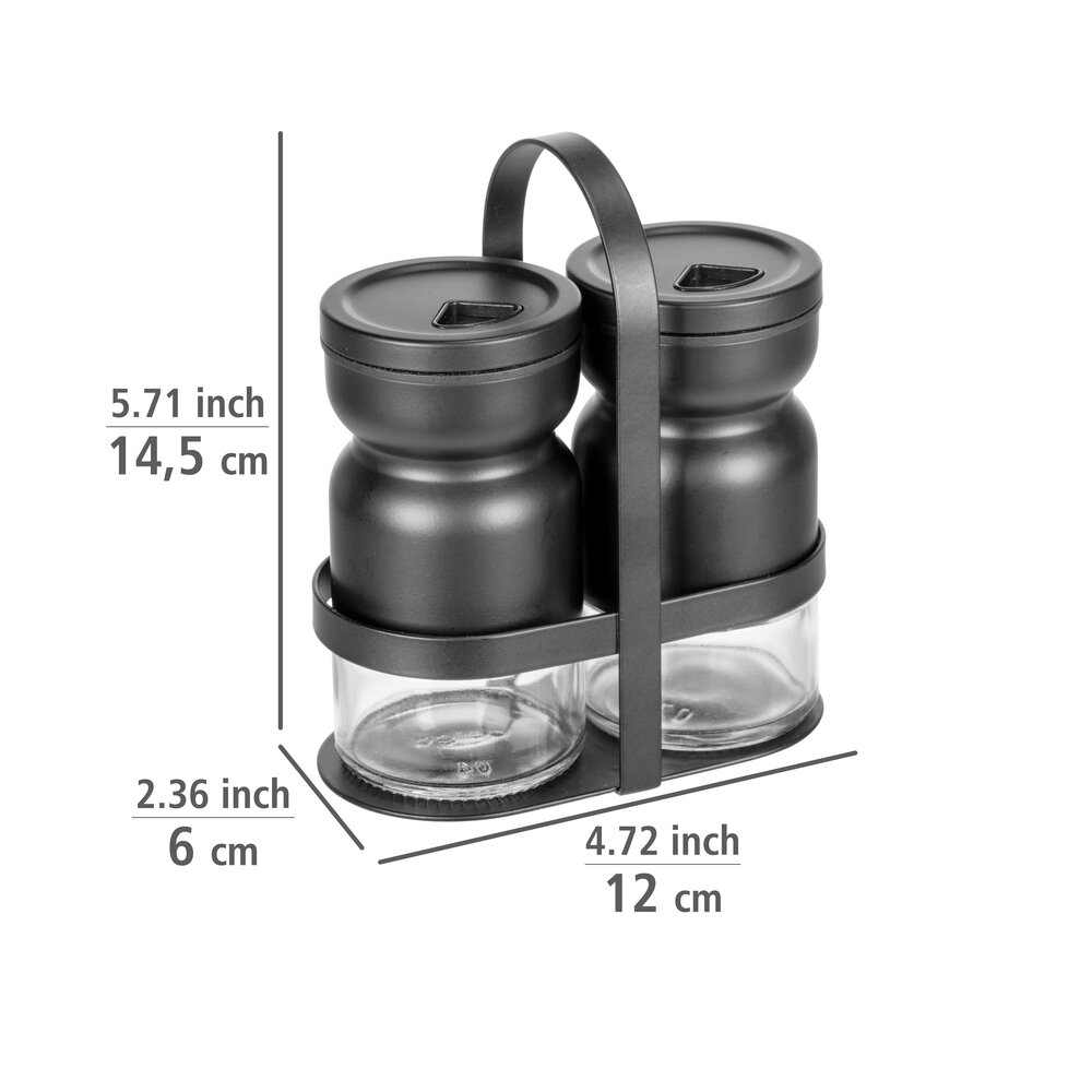 Menage mit Gewürzstreuer Mod. Melli, 3-teiliges Set  2 Gewürzstreuer mit Halterung