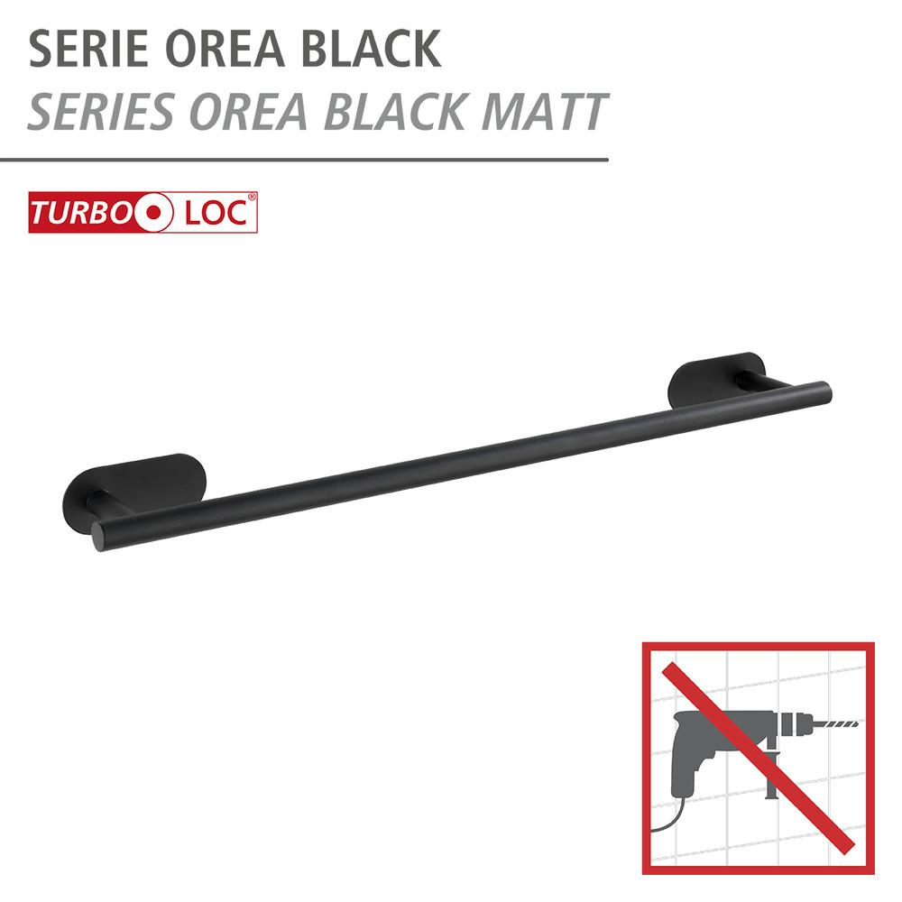 Turbo-Loc® Edelstahl Badetuchstange Mod. Orea Uno Black Matt  Befestigen ohne bohren