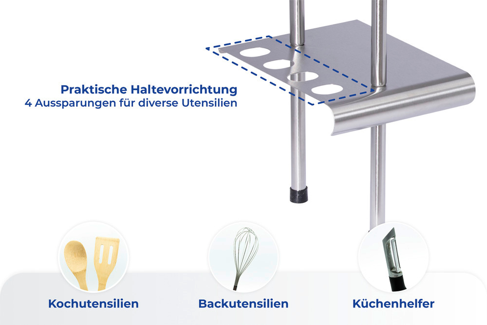 Küchen-Eckregal Massivo Trio mit 3 Ablagen  Edelstahl rostfrei