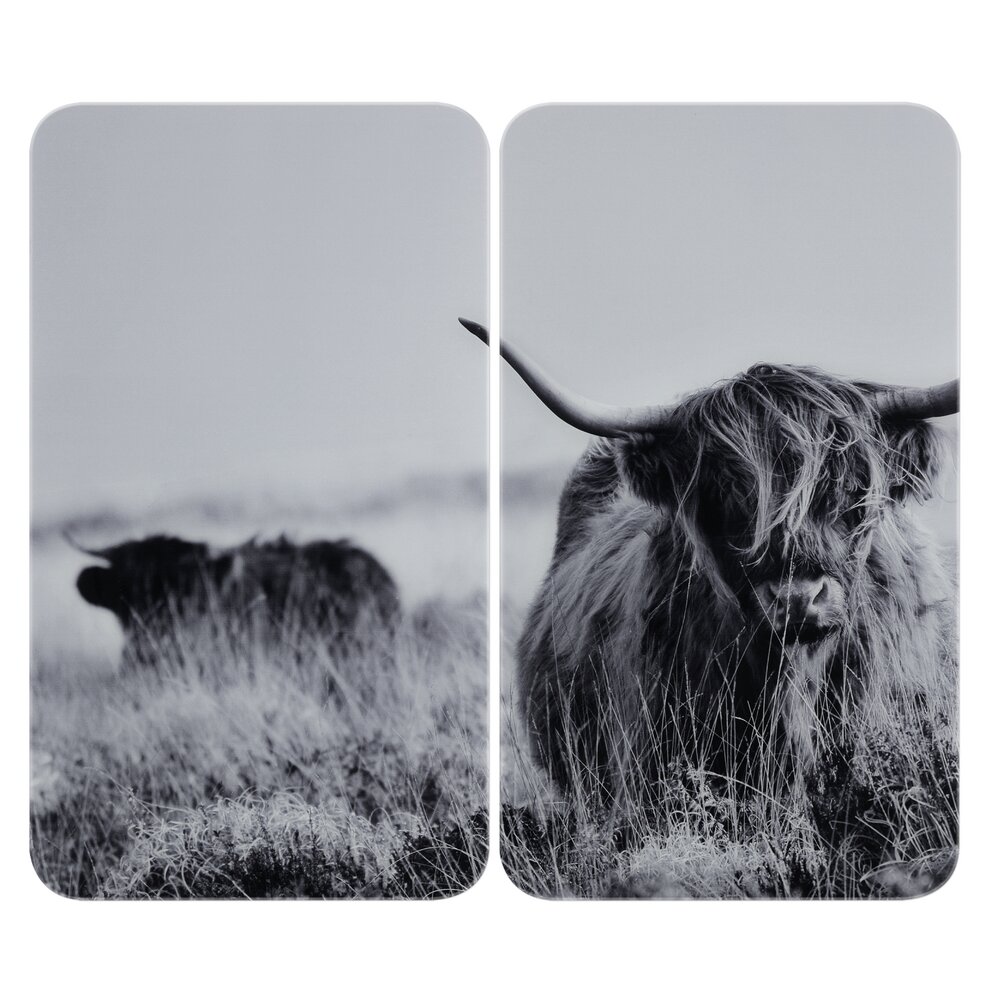 Herdabdeckplatte Universal Mod. Highland Cattle, 2er Set  für alle Herdarten geeignet