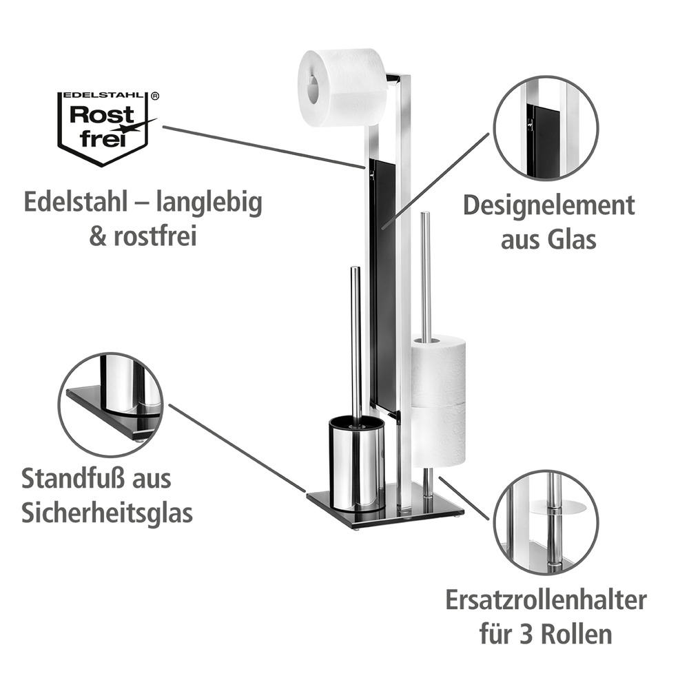 Stand WC-Garnitur Mod. Rivalta Glänzend  Edelstahl rostfrei