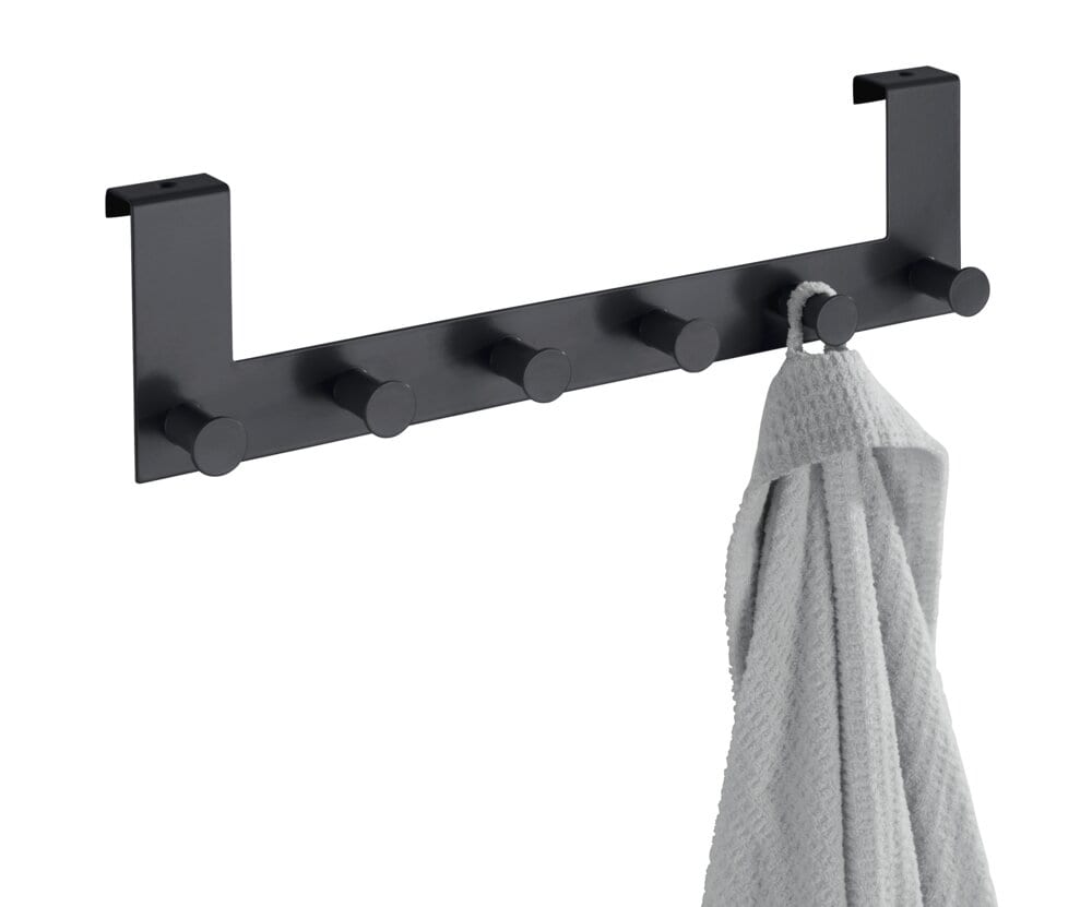 Türgarderobe Mod. Celano Schwarz 6 Haken, für Türfalzstärken bis 2 cm