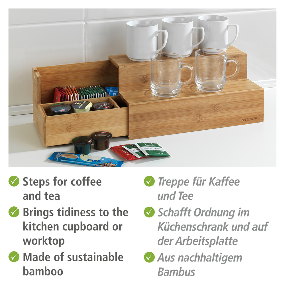 Bambus Treppe Mod. für Kaffee und Tee  beidseitig ausziehbar