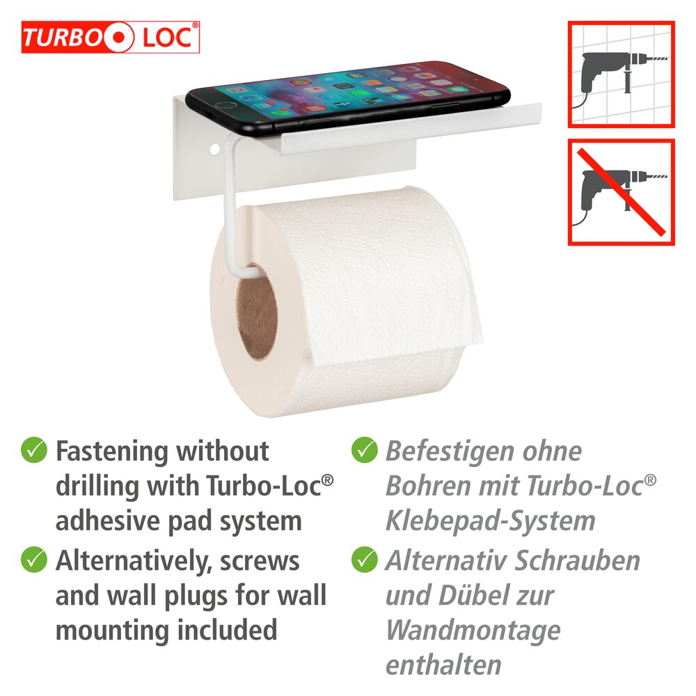 Toilettenpapierhalter Mod. Desulo Weiß  mit Ablage