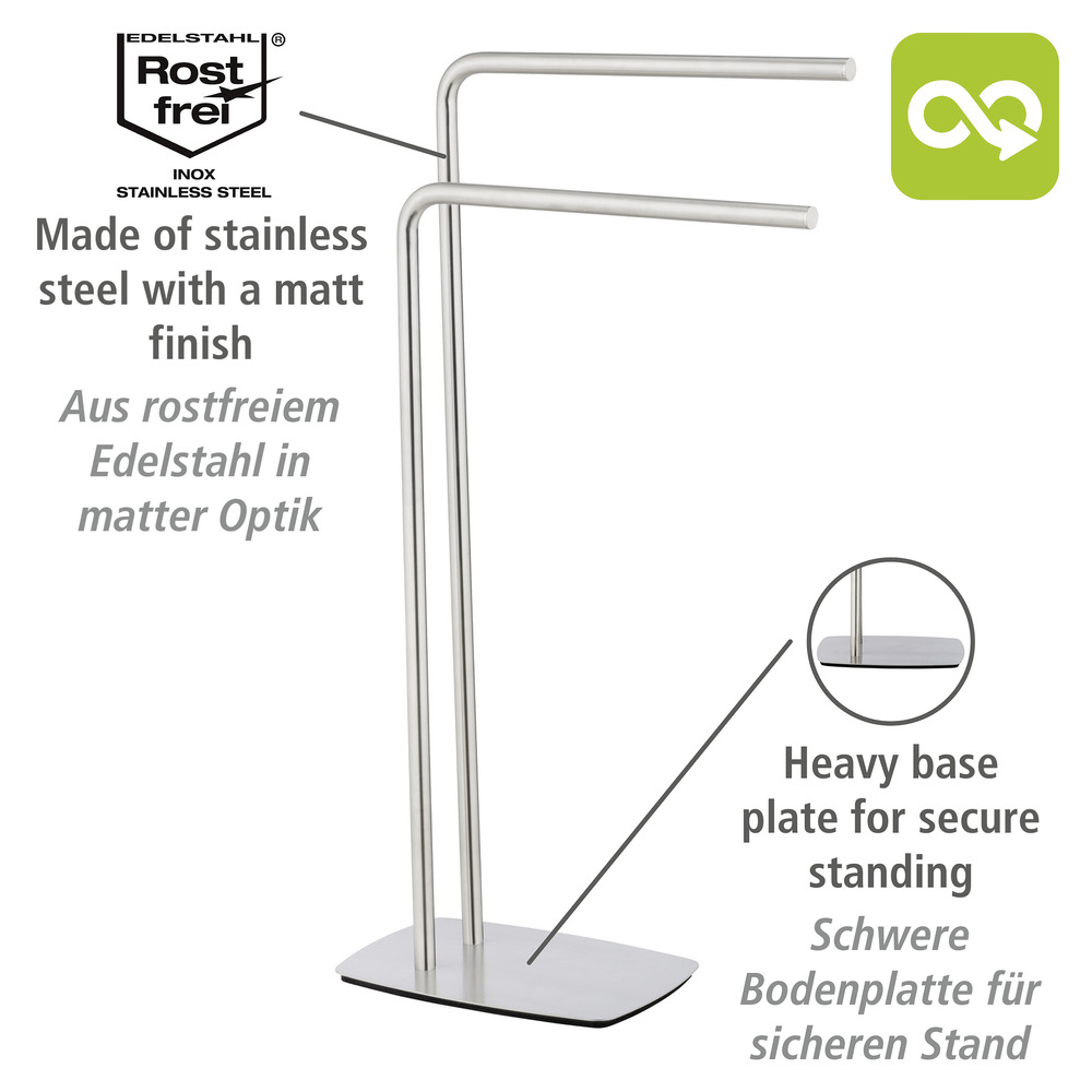 Handtuchständer Mod. Iria, Edelstahl matt  mit 2 Handtuchstangen 