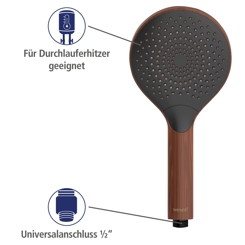 Duschkopf Watersaving Wood  Ø 12 cm