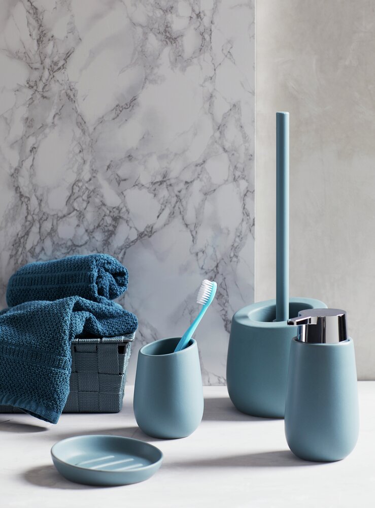 Seifenspender Mod. Badi Blaugrau  hochwertige Keramik, Füllmenge 320 ml