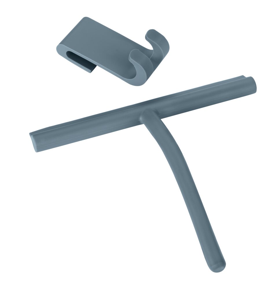 Silikon Duschabzieher Mod. MONDINE Blau  mit Halterung für Duschwände