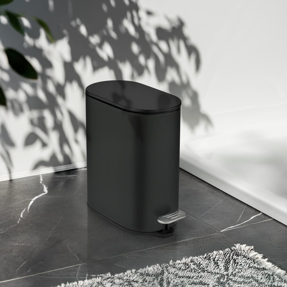 Pedaalemmer Mod. Collungo, 5L, zwart, metaal, 14x28.5x29.5 cm