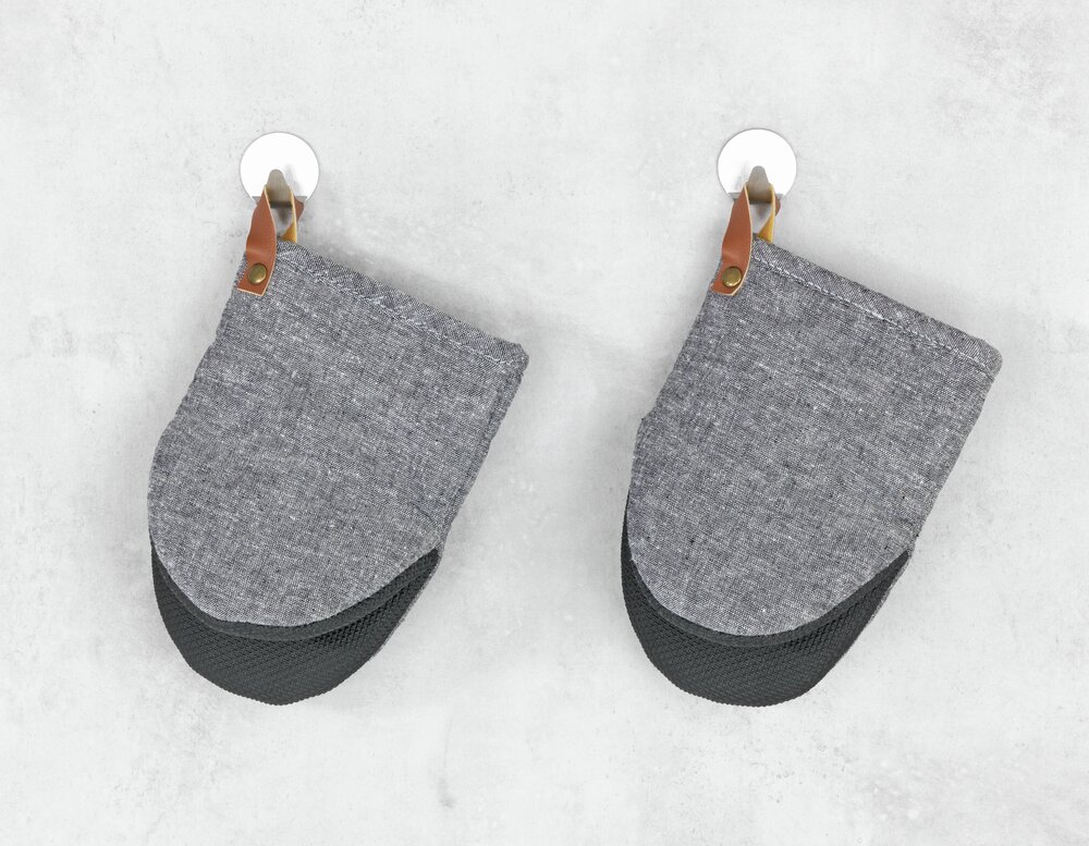 Topfhandschuhe Mod. Ada Mini Grau Handflächen aus Neopren