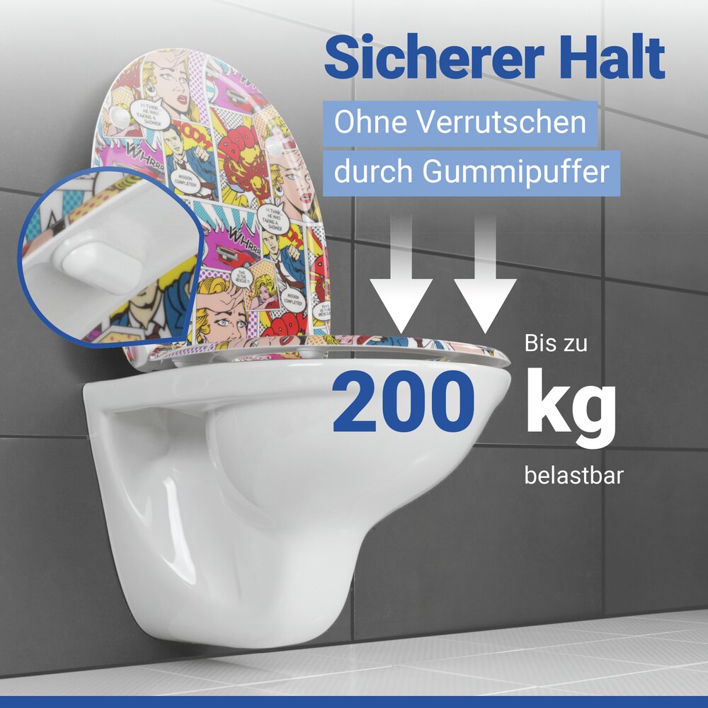WC Sitz Mod. Pop-Art  Toilettendeckel mit Motiv und Absenkautomatik