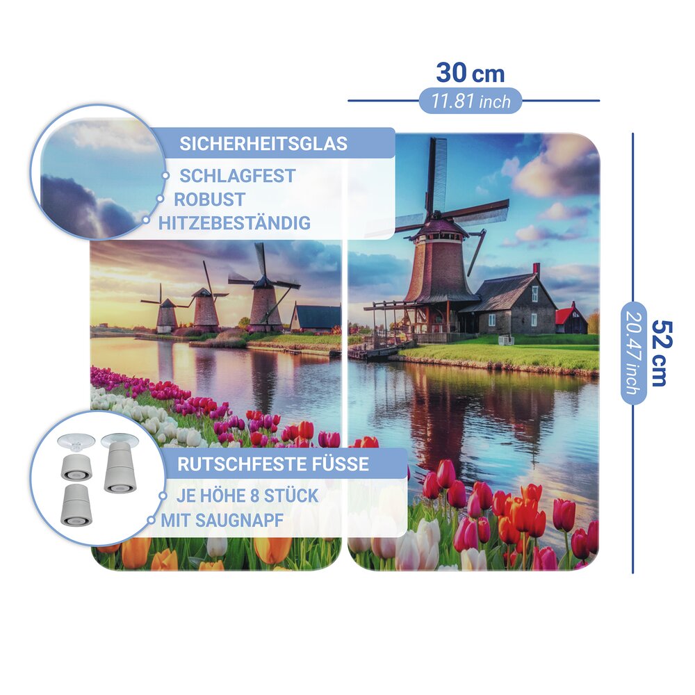 Herdabdeckplatte Universal Mod. Windmühle, 2er Set  für alle Herdarten geeignet