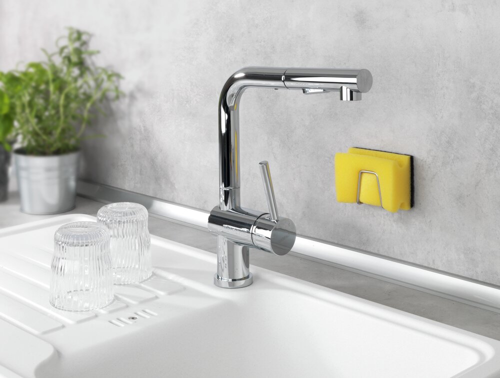 Support universel Edea pour la cuisine  Porte-éponge, acier inoxydable