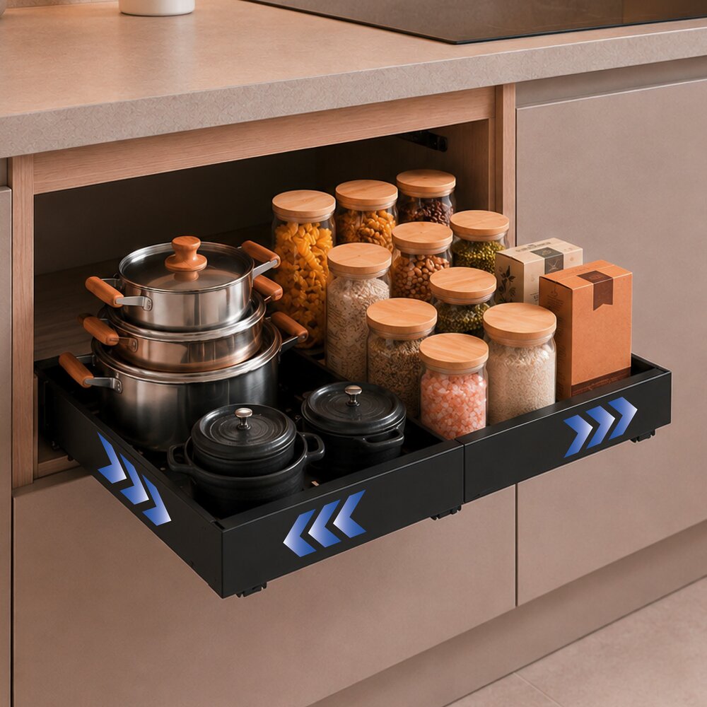 Tiroir coulissant pour placard noir  extensible