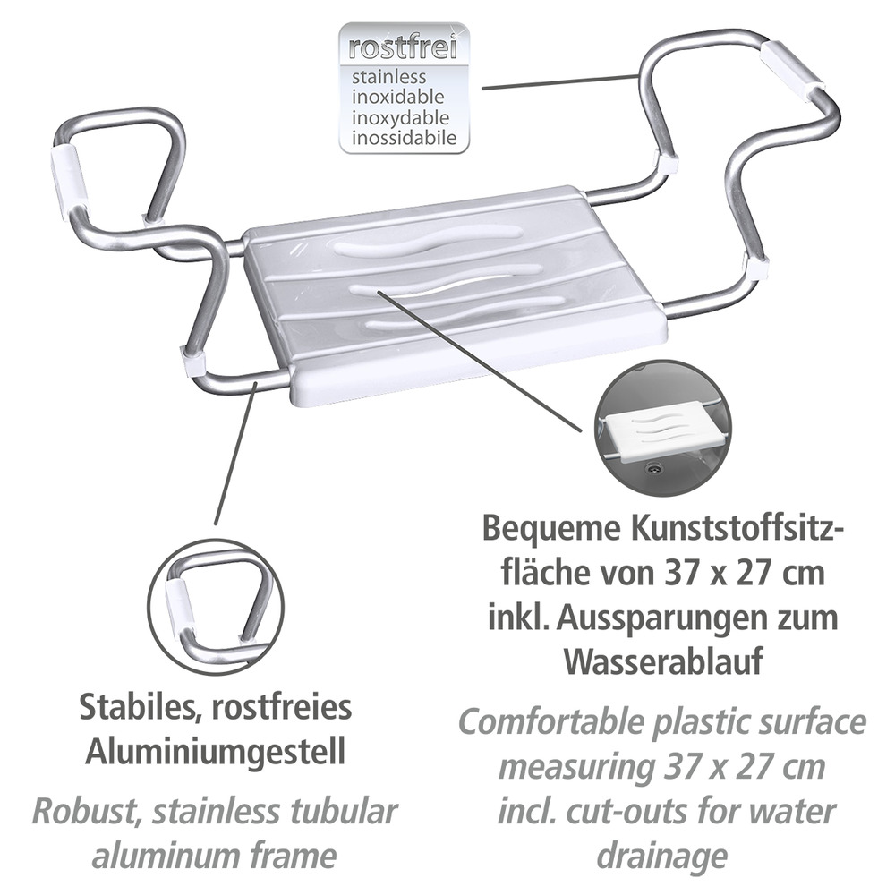 Badewannensitz Mod. Secura Weiß  ausziehbar, 120 kg Tragkraft