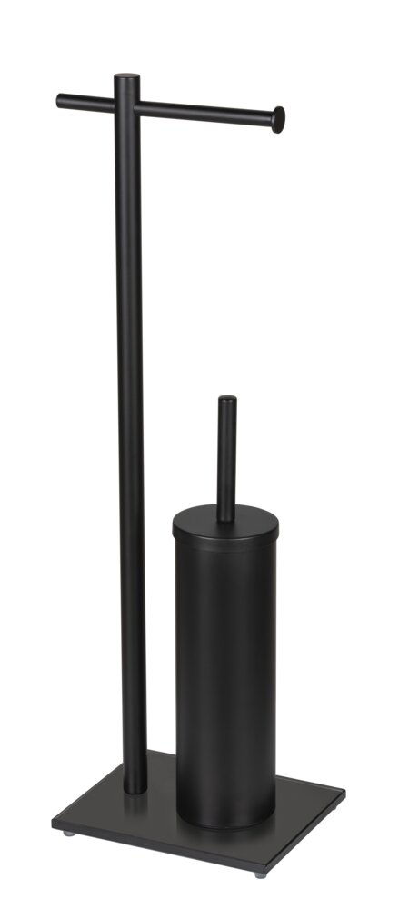 WC-Garnitur Mod. Resera, schwarz, Stahl, Glas, 24x67,5x17 cm  mit schwerer Bodenplatte