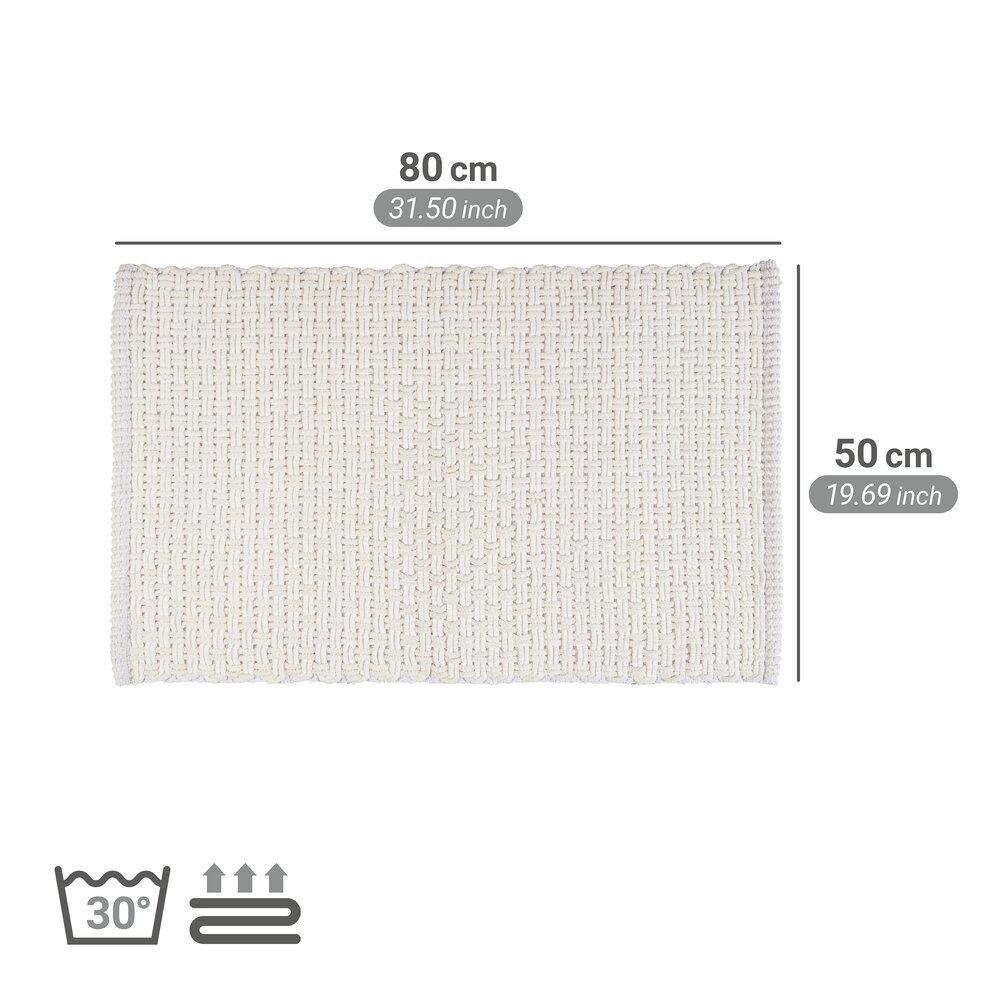 Badmat Mod. Ecoli, wit, polyester/katoen, 50x80 cm