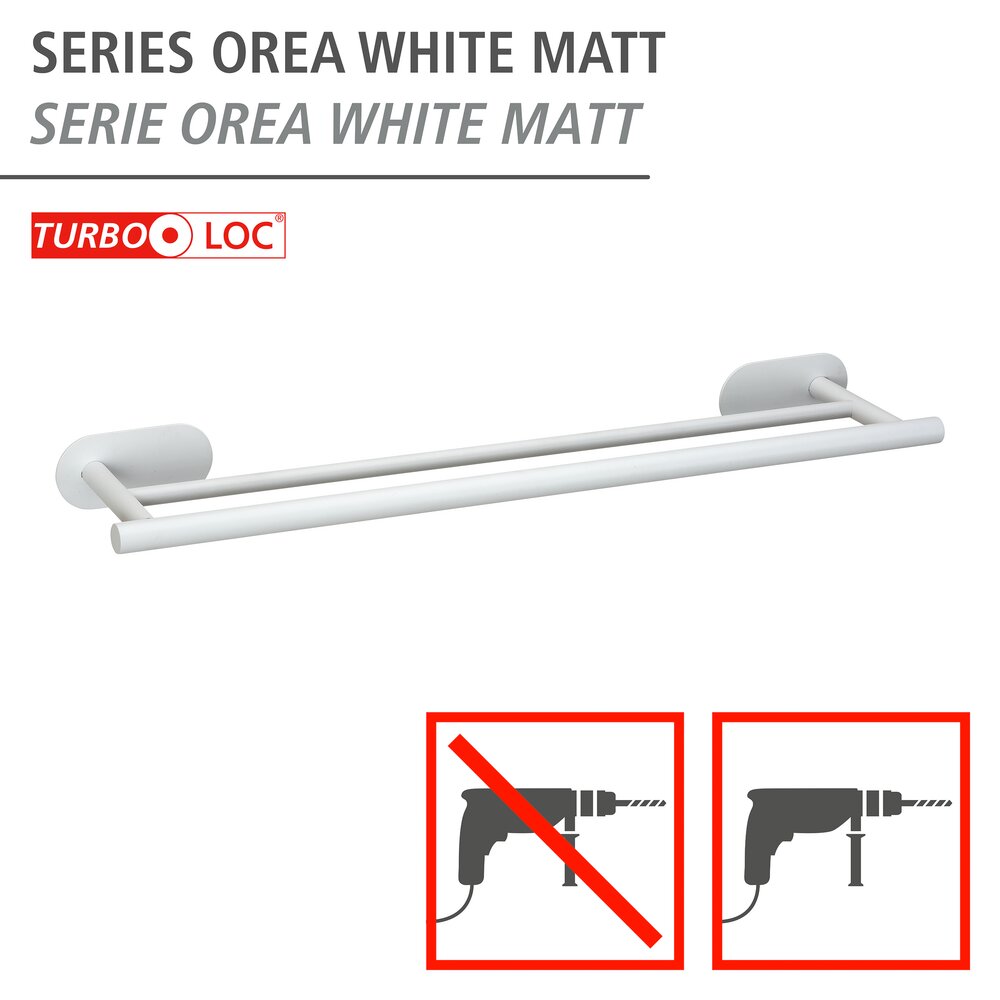 Turbo-Loc® Badetuchstange Duo Mod. Orea White matt, 60 cm  aus rostfreiem Edelstahl