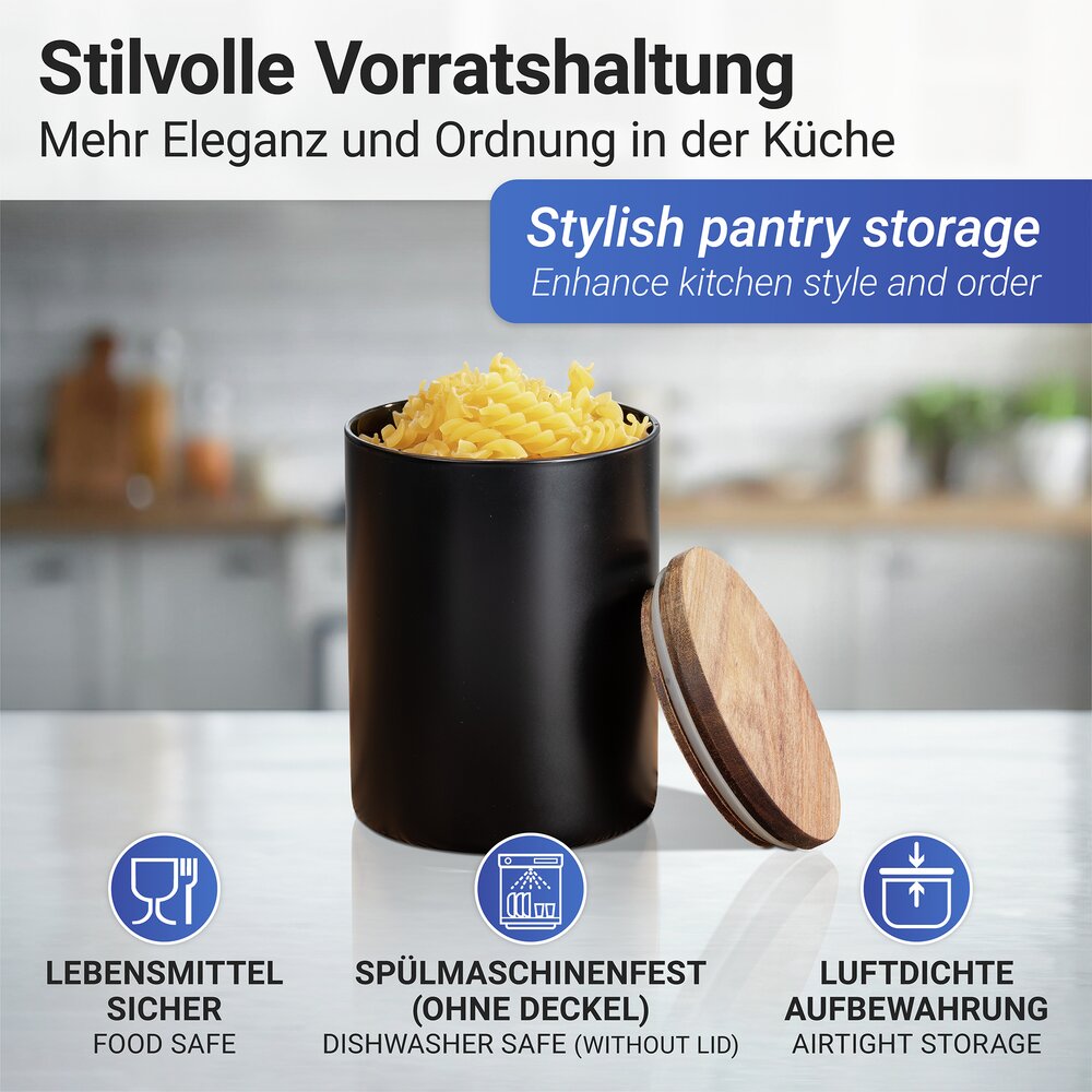 Aufbewahrungsdose Mod. Mio Schwarz 1,0 L  aus Borosilikatglas