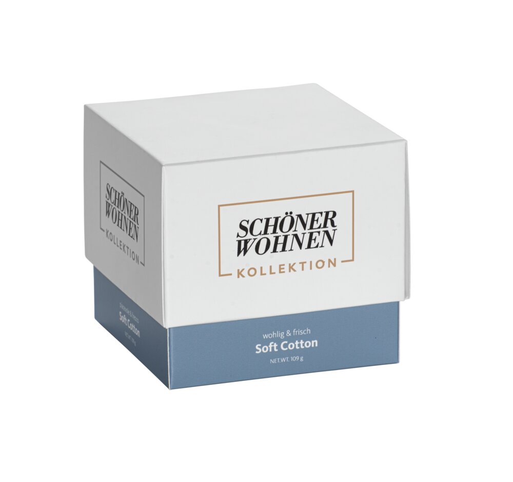 Collection SCHÖNER WOHNEN Bougie parfumée Mod. Soft-Cotton S, lot de 2  Durée de combustion : 20 - 25 heures