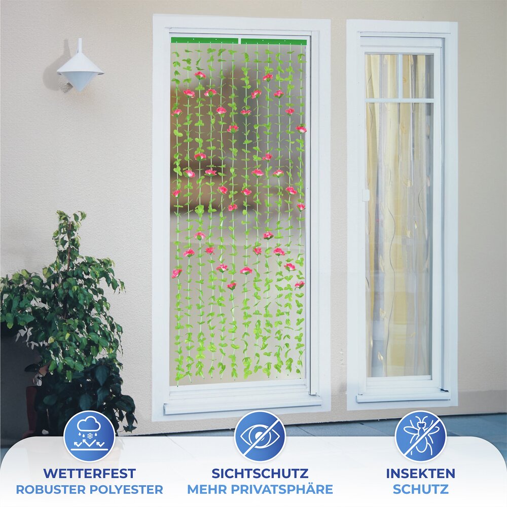 Rideau de feuilles Roses  protège des insectes & des regards