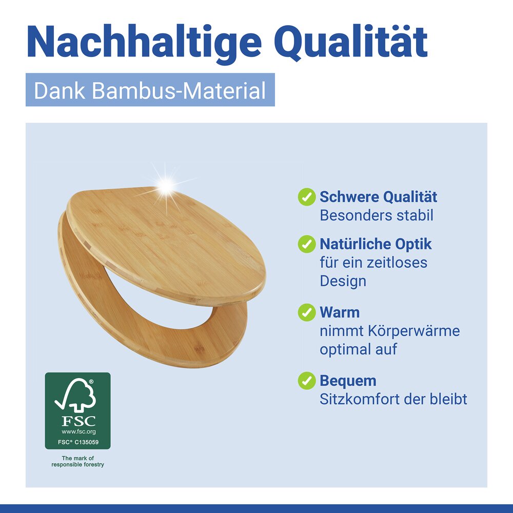 WC-Sitz Mod. Bambus Dunkel  aus echtem Bambus