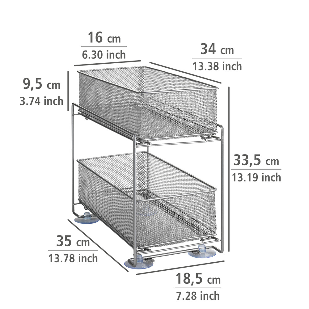 Schubladenregal Mod. Gioma 2er Metall silber  3 Etagen